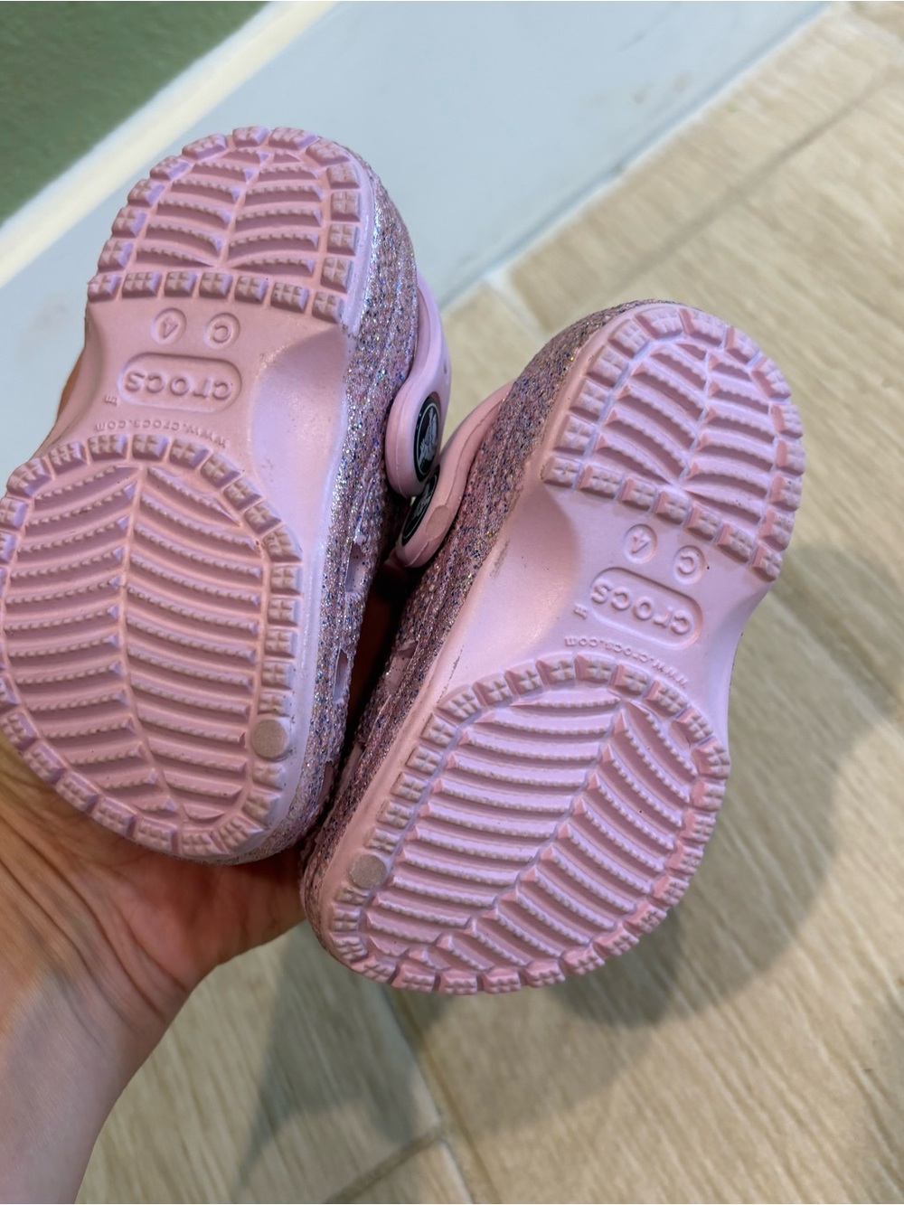Crocs Lavender Purple Glitter Sparkle Infant Slip Ons - Picture 4 of 7